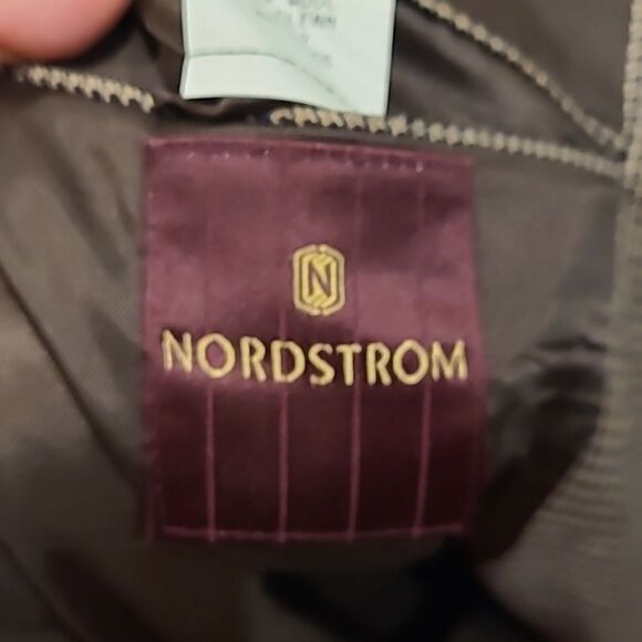 Nordstrom mens silk and wool blend mens tan and‎ black button front blazer - Picture 5 of 7